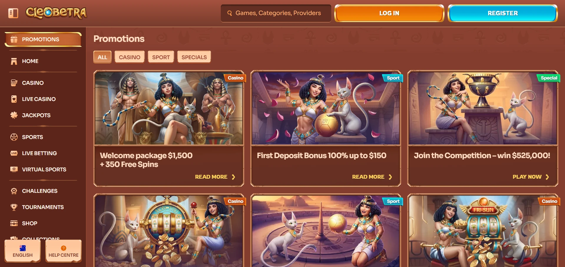 Cleobetra bonus section screenshot