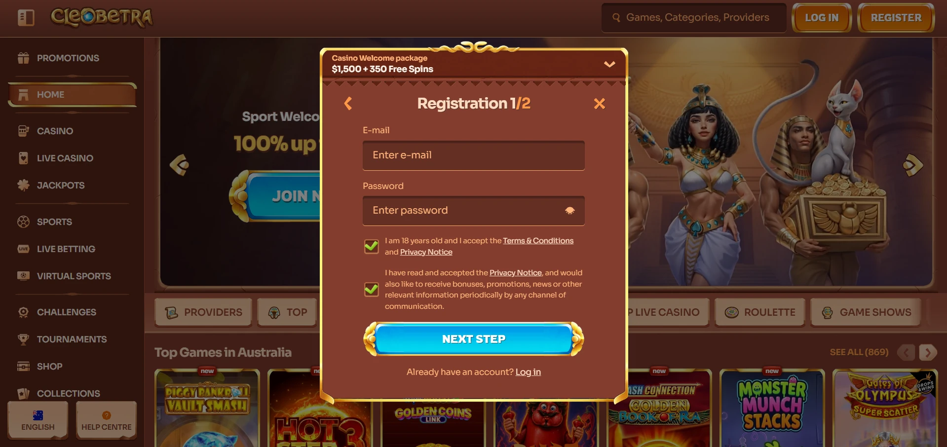 Cleobetra registration form
